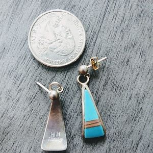 Turquoise inlaid navajo earrings